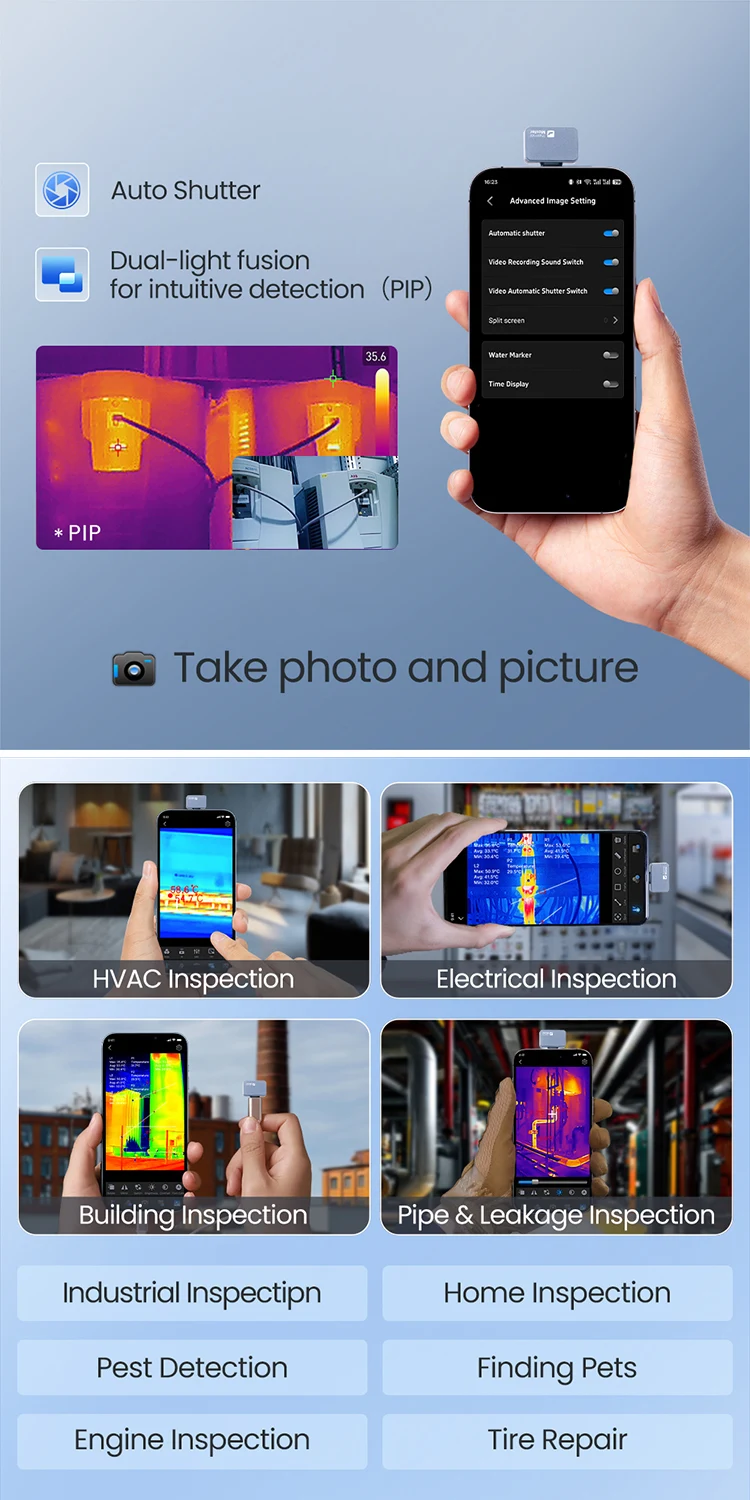 -20℃ to 600℃ Thermal Imager Thermal Imaging Camera P2 Floor Heating HVAC Inspection and Repair