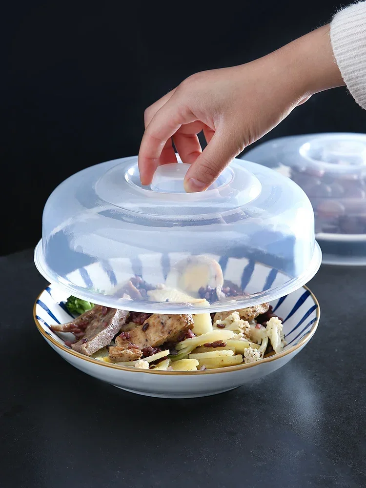 Microwave Oven Special Heating Utensils Bowl Cover Refrigerator round Plastic Transparent Anti-Oil Splash Fresh Cover Bowl Cover