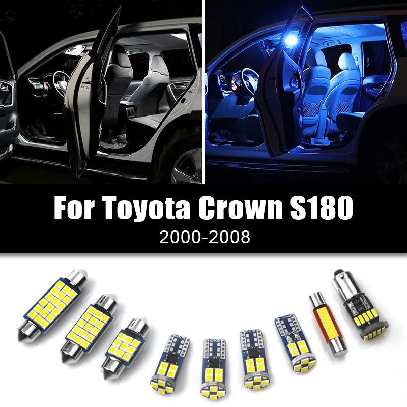 For Toyota Crown S180 2000 2001 2002 2003 2004 2005 2006 2007 2008 6pcs 12v Car LED Lights Reading Lamps Trunk Bulbs Accessories