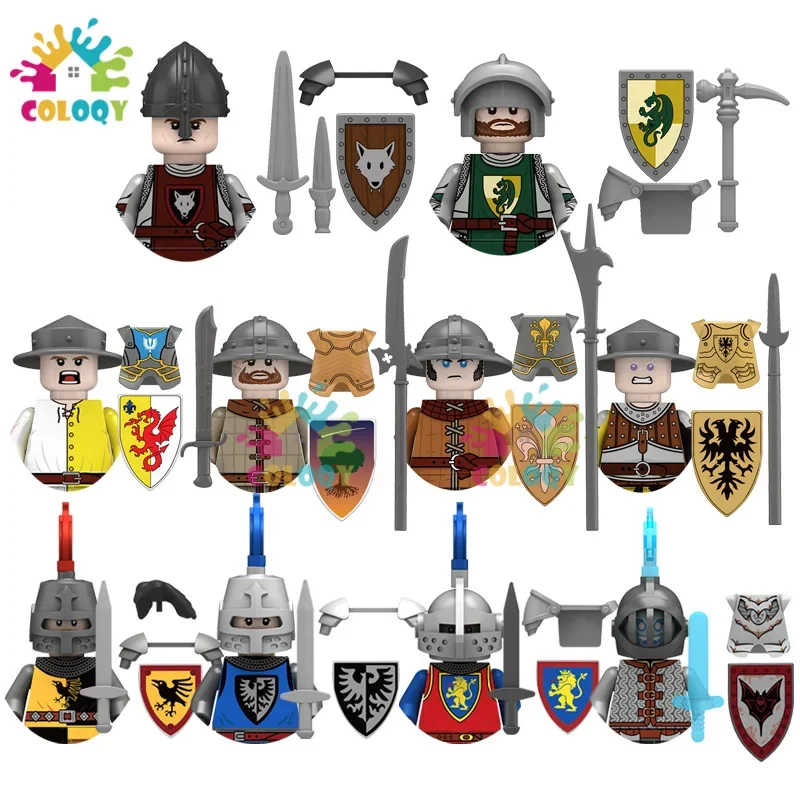 Kids Toys Medieval Knights Building Blocks Breastplate Armor Guard Warriors Mini Action Figures Toys For Kids Christmas Gifts