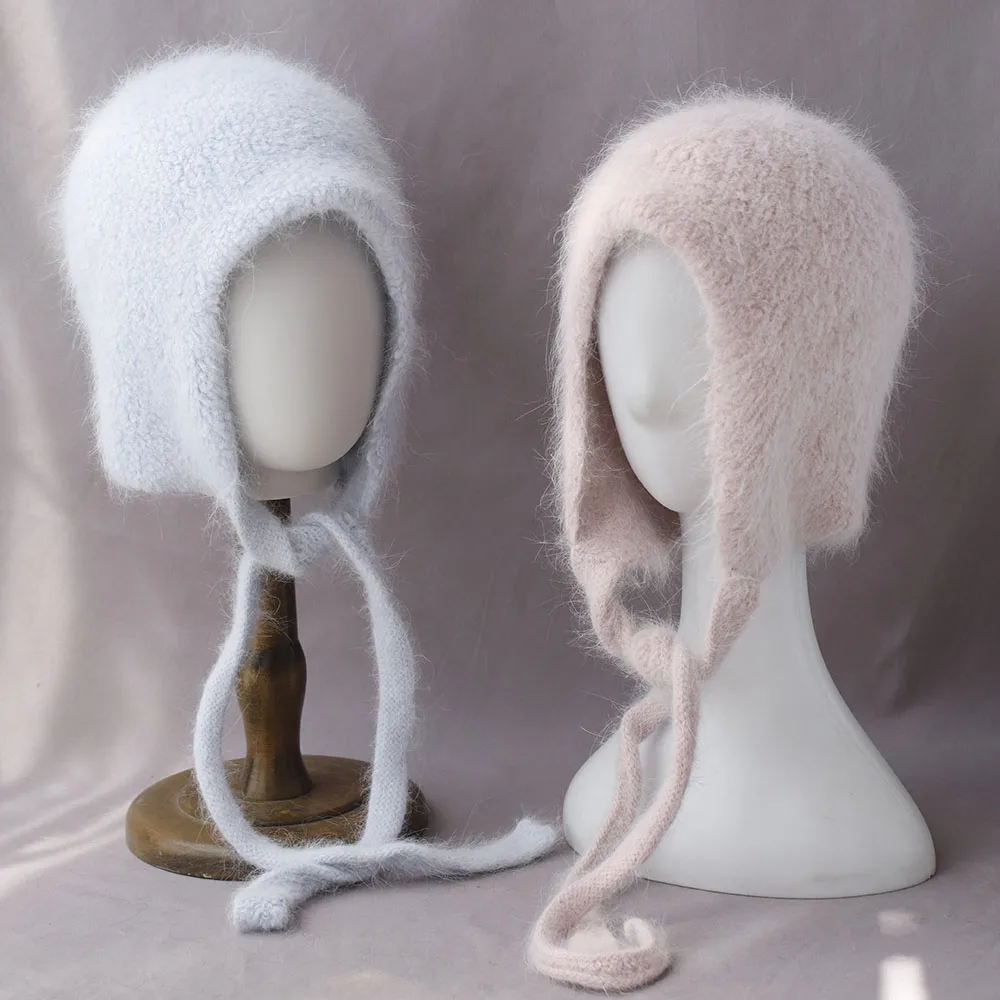 2025 جديد الشتاء قبعة ريال الأرنب الفراء الشتاء القبعات للنساء موضة القبعات الدافئة ترقية سميكة الموسعة البلوز وشاح قبعة