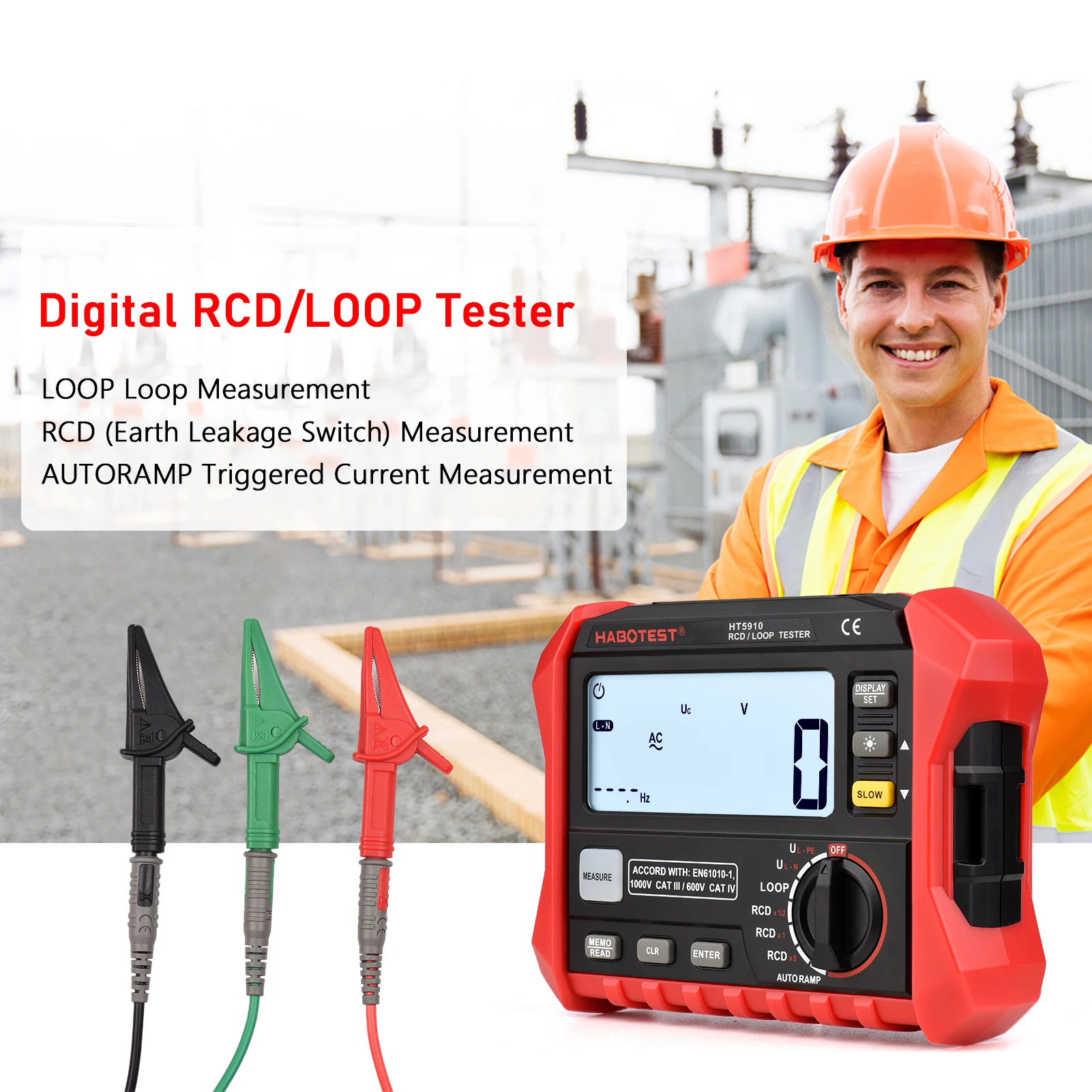 

Digital Resistance Meter Leakage Switch Tester RCD/Loop Tester 1000 Data Storage Megohmmeter Voltmeter with Backlight