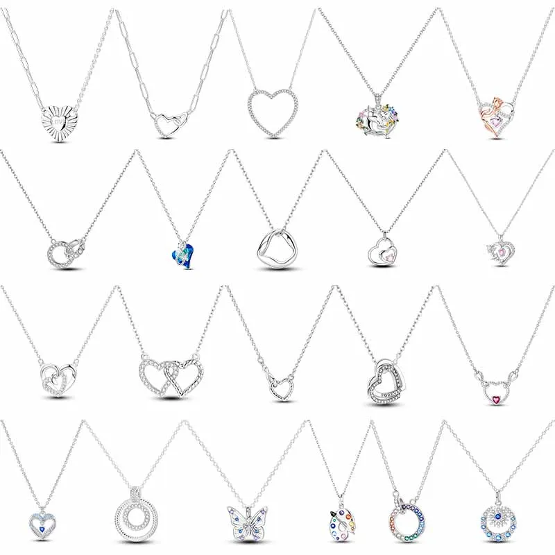 Women's 925 Silver Devil Eyes Sunflower Zircon Butterfly Turtle Link Necklace Classic Jewelry for Holiday Party Gifts