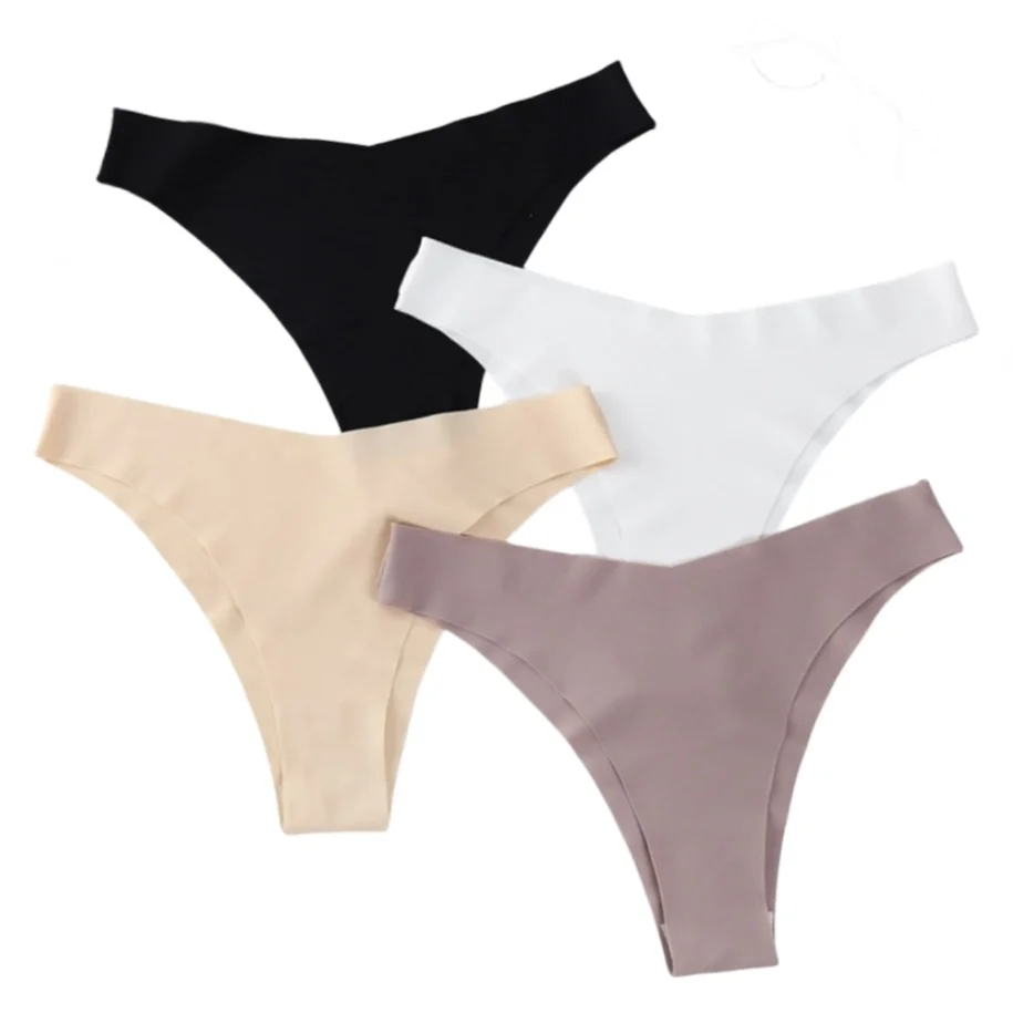 Calcinha sem costura feminina roupa interior de seda gelo cintura baixa v-cintura briefs algodão virilha respirável de secagem rápida roupa interior esportiva