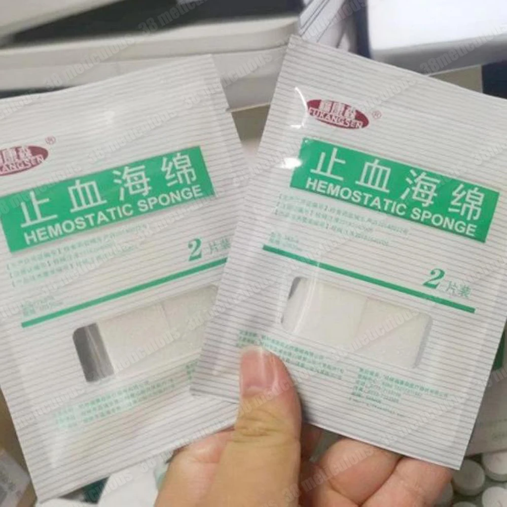 2-20pcs Disposable 60x20mm/Piece Sterile Medical Hemostatic Sponge Trauma Hemostatic Oral Material First Aid Wound Dressing