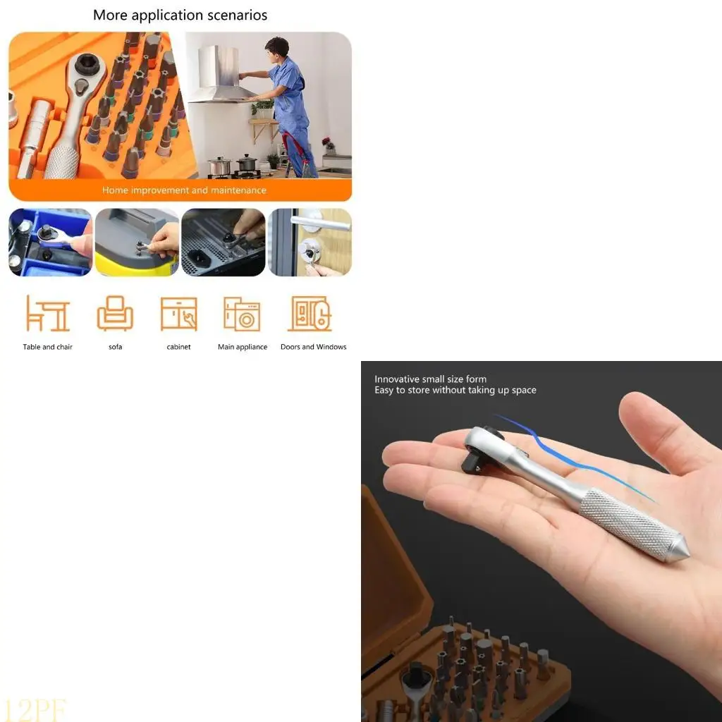 12PF Small Drives Socket Ratchet Wrench Screwdriver Set Ratchet Wrench Set with Extension Rod Upgraded Ratchet Wrench Socket