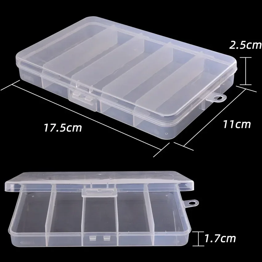 5 Compartments Fishing Tackle Box Plastic Waterproof fishing equipment Fish Lure Hook Bait Storage Case Organizer Container