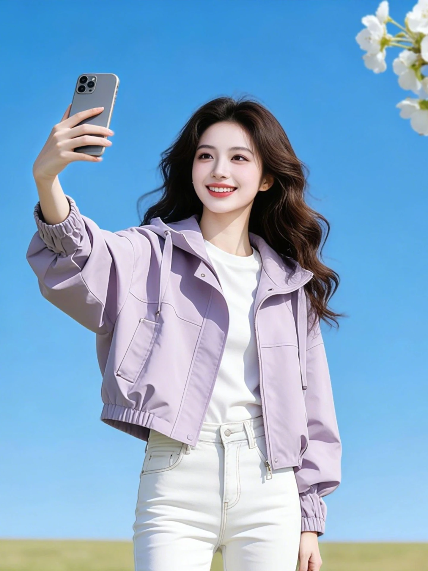 

Commute Pure Color Coat Ladies 2026 Spring Autumn New Style Short Loose Hooded Jacket Top for Women Korean Style