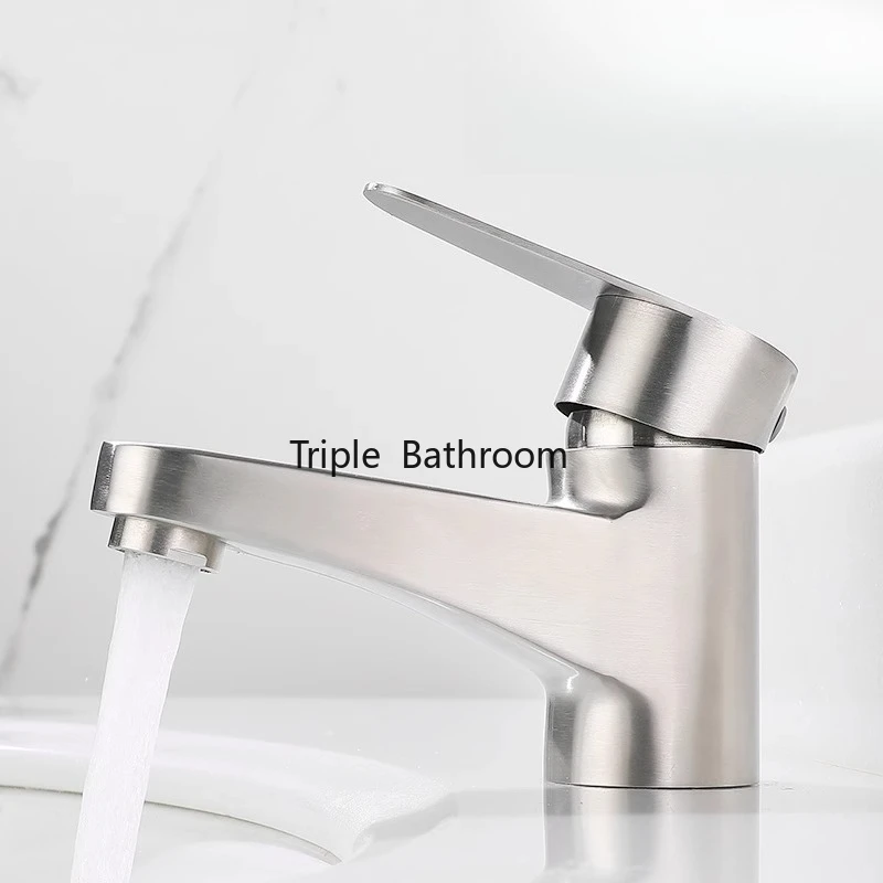 

Смеситель для раковины из нержавеющей стали, смеситель для холодной воды с одним отверстием, смеситель для умывальника для ванной комнаты/кухни/туалета, фурнитура, аксессуары