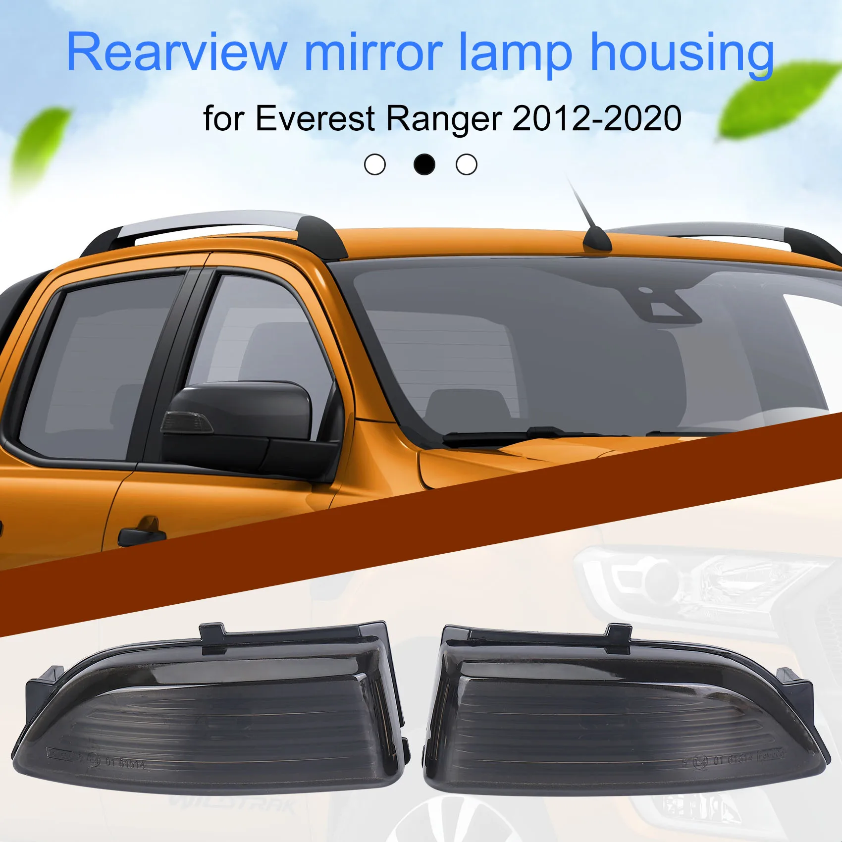 Left+Right Rearview Mirror Light Cover Indicator Turn Signal Lamp Cover for Ford Everest Ranger 2012-2020(Without Bulbs)