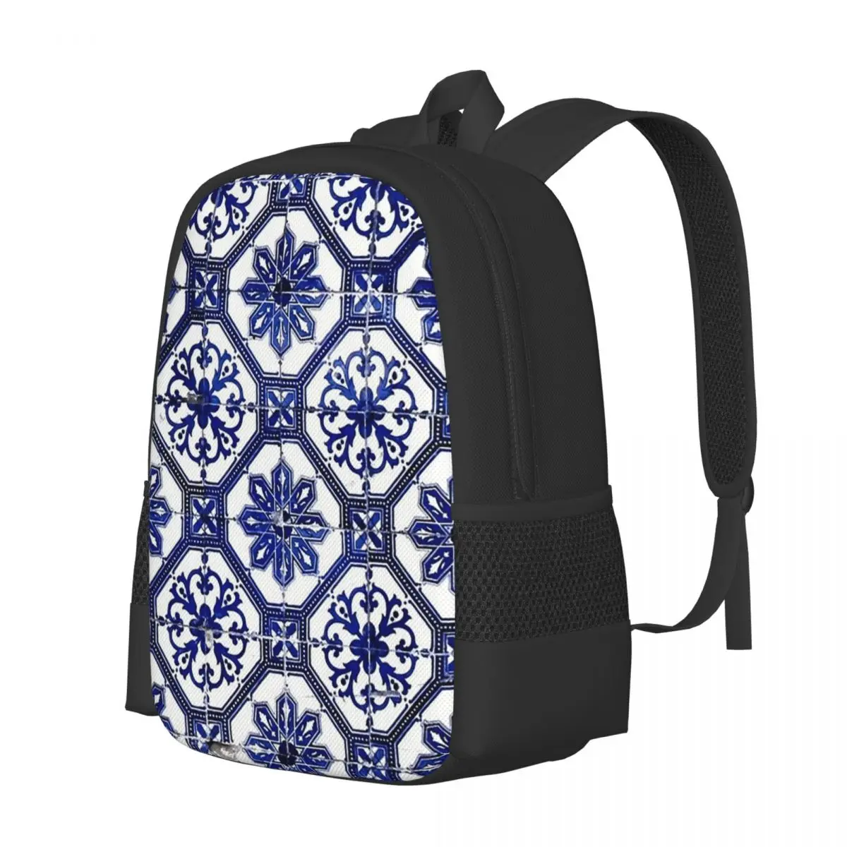 Blue And White Portuguese Tile Backpack Daypack Large Capacity Children BookBag School Bag Shoulder Bags for Men Women