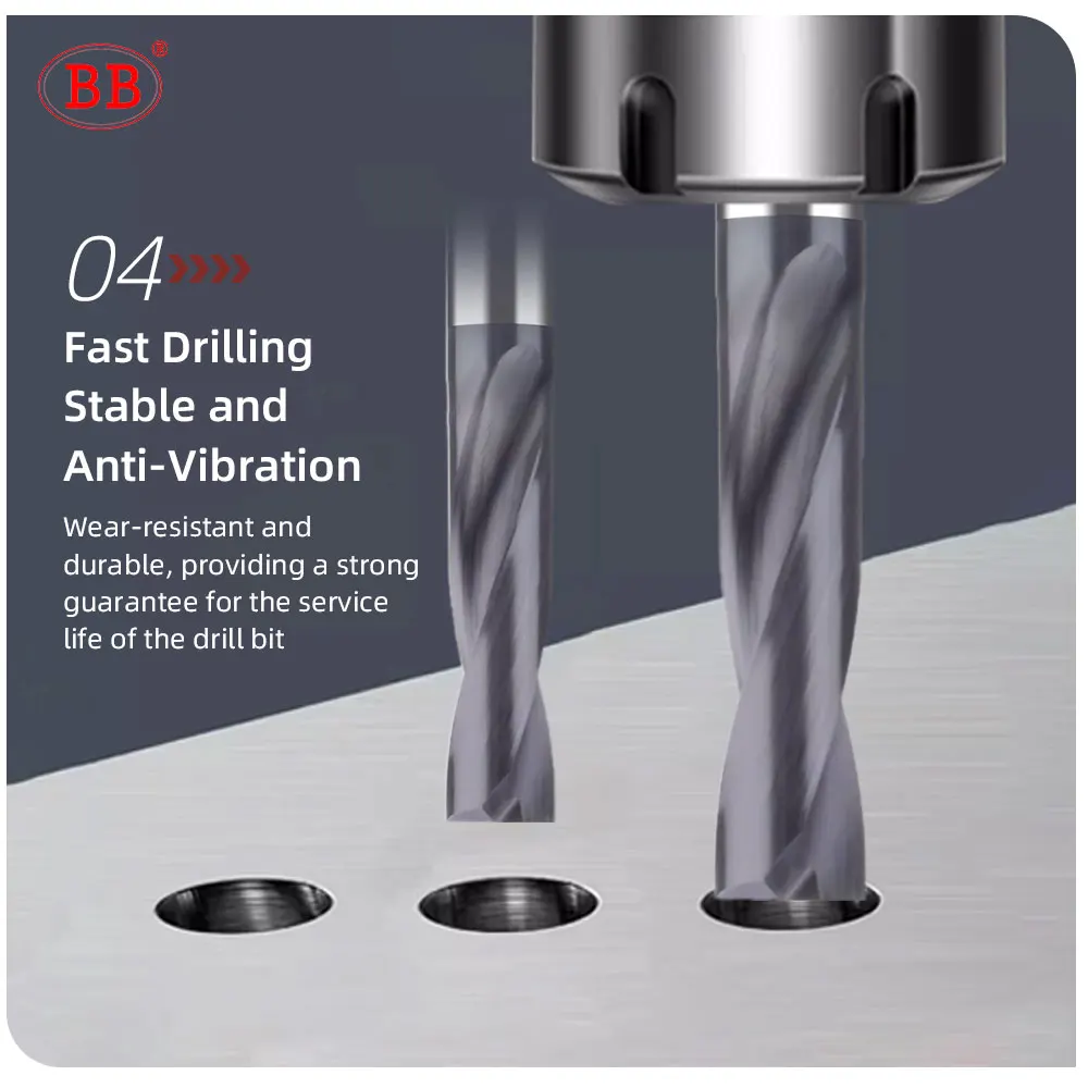 BB Flat Drill 180 CNC Drilling Tool Inclined Surface Hole Making Coated Solid Carbide for Metal Steel Iron 0.5mm-10.7mm