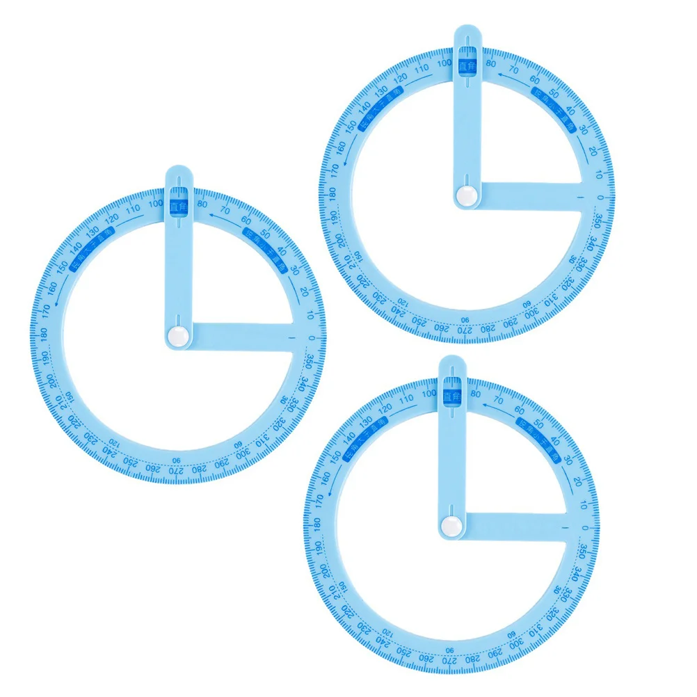 3Pcs Round Protractor with Sliding Arm Teaching Aid for Students Teachers Clear Scale Teaching Tools School Math Supplies