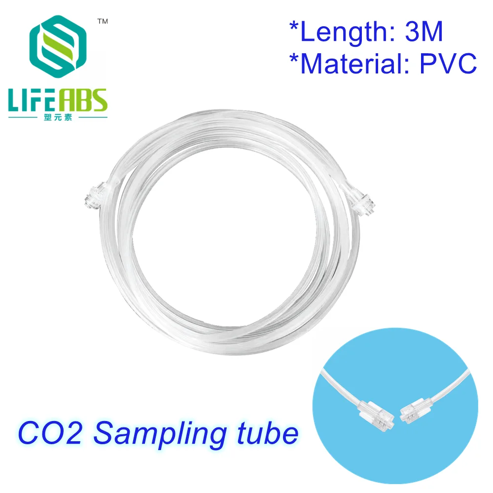 Co2 Sampling Tube，Disposable Medical PVC Gas Sampling Tube with Luer Male Connector EtCO2 Sampling Line Gas Sampling Lines Sides