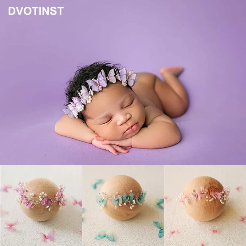 Newborn Photography Props Baby Clothes Fairy Butterfly Pearl Headband Suit Dresses for Newborn Girls Studio Photo Shoot Props