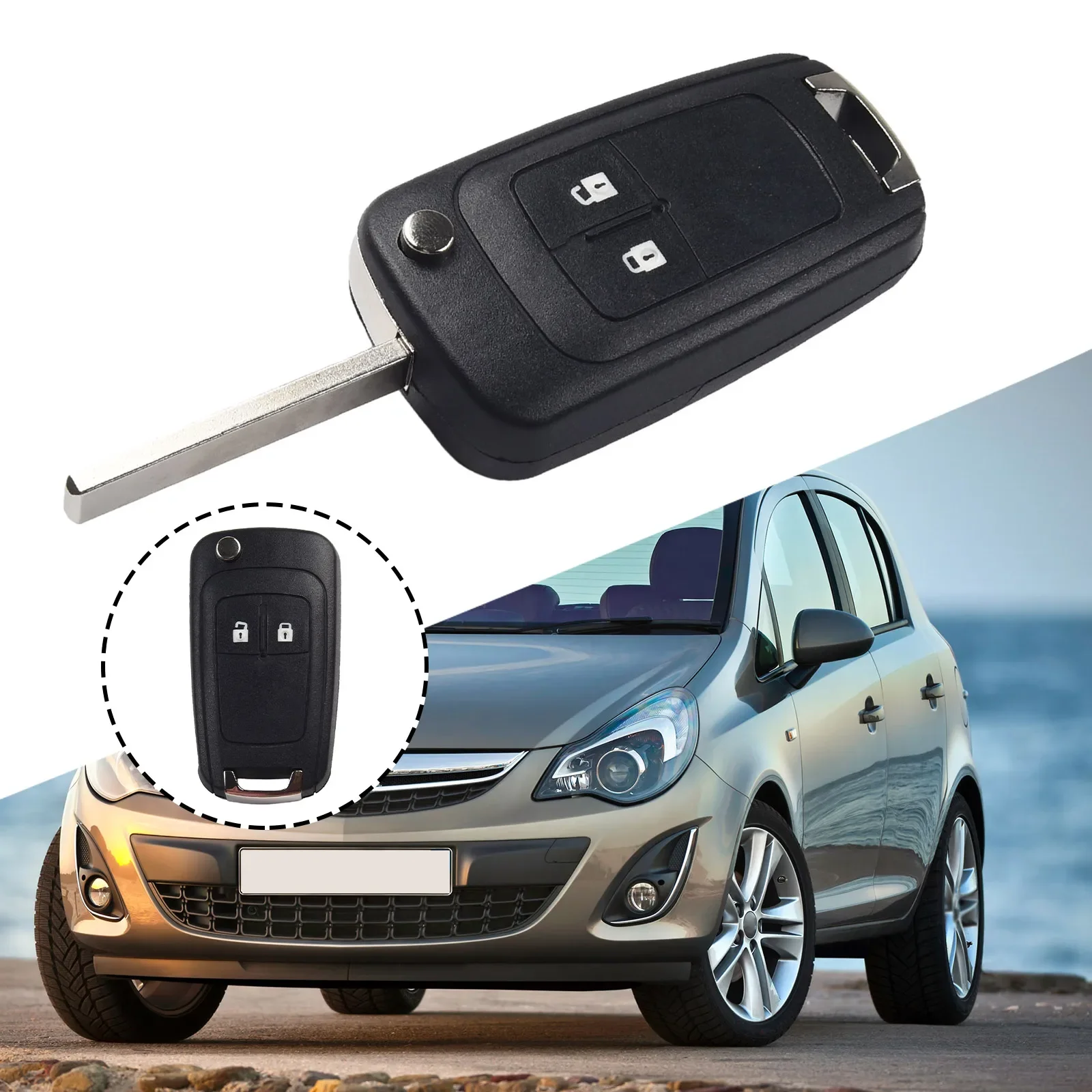 2-Button Folding Key Housing Replacements Folding Key For Opel Astra J Corsa E For Opel Mokka 2013- 2016 For Zafira C 2012-2016