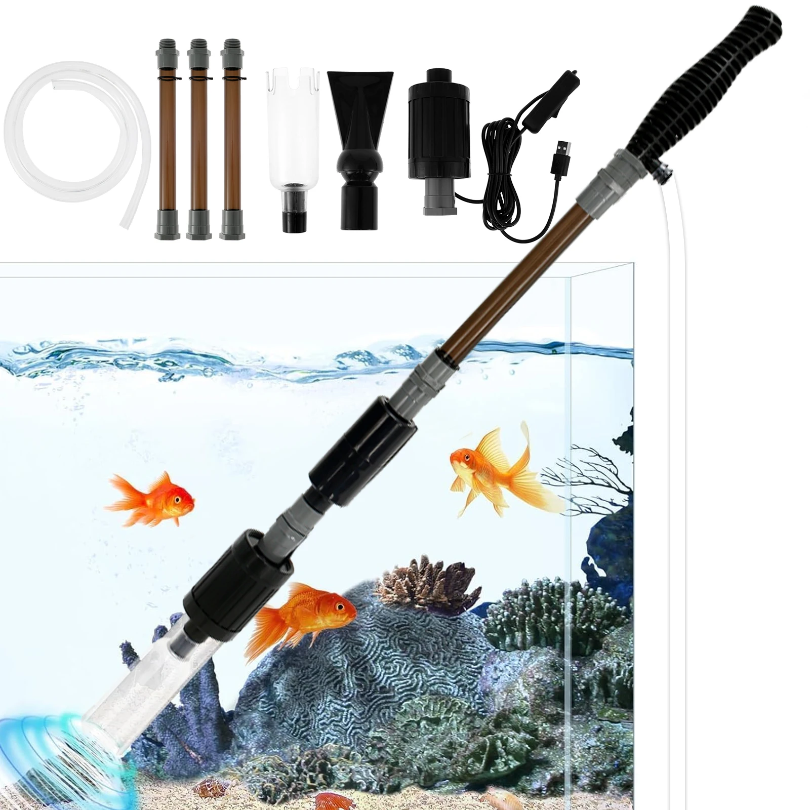 

Aquarium Gravel Cleaner with Strong Suction Electric Fish Tank Cleaning Tools Gravel Cleaner Siphon Filter Pump Vacuum Automatic