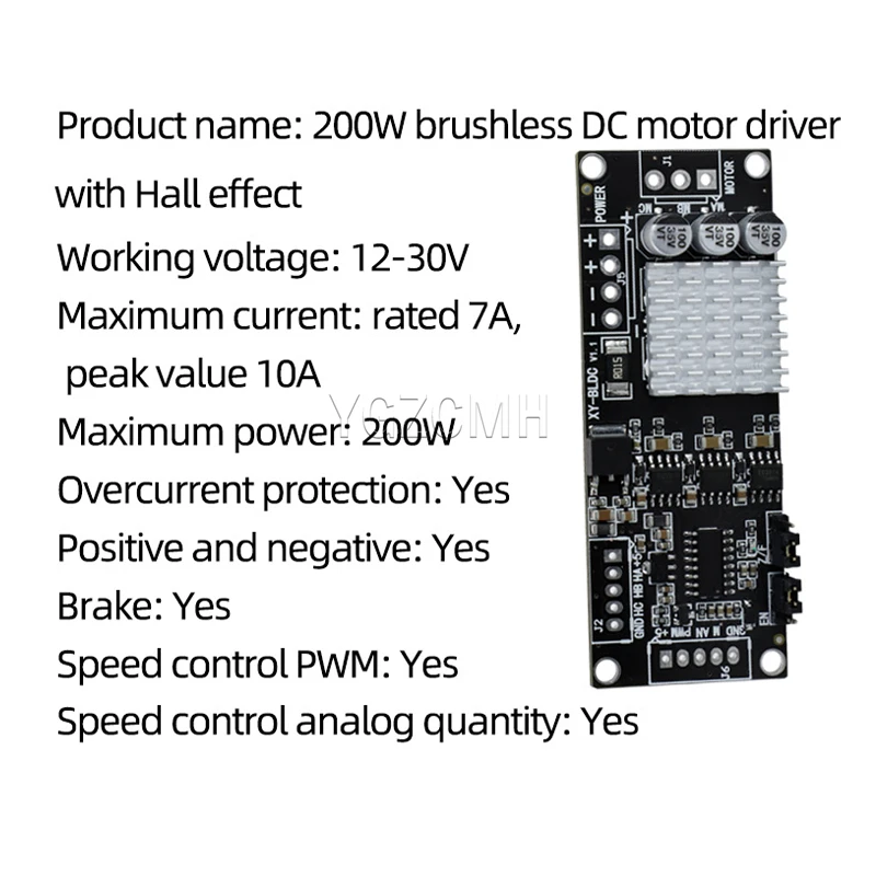 200W Three-phase Brushless DC Motor Controller Module With Hall Brushless Motor Drive Board PWM Control