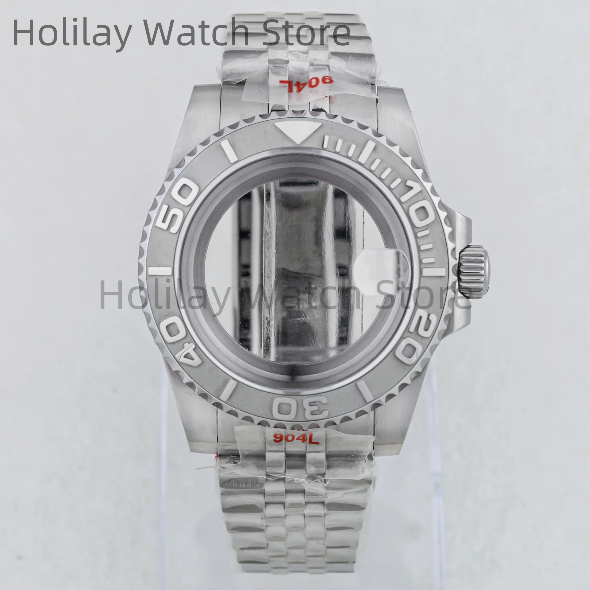 40mm Watch Case 20mm Bracelet Set Case Sapphire Crystal Glass For Nh35 Nh36 Mechanical Movement 28.5mm Dial YACHT-MASTER Case