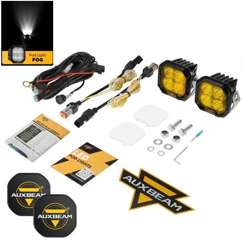 1 Paar 3 Inch LED Pod Lampen met Witte DRL & Amber Knipperlicht Rijlicht voor UTV ATV SUV Truck Offroad