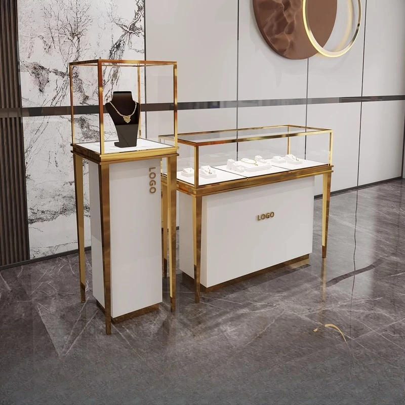 High-grade stainless steel jewelry display cabinet table jade jewelry glass Chen luxury watch gold