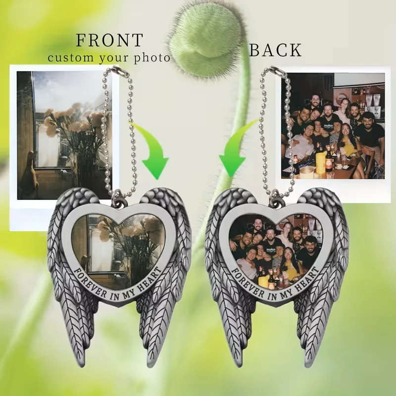 Personalized custom car ornaments with wings, love-themed car accessories, and handheld heart-shaped decorations