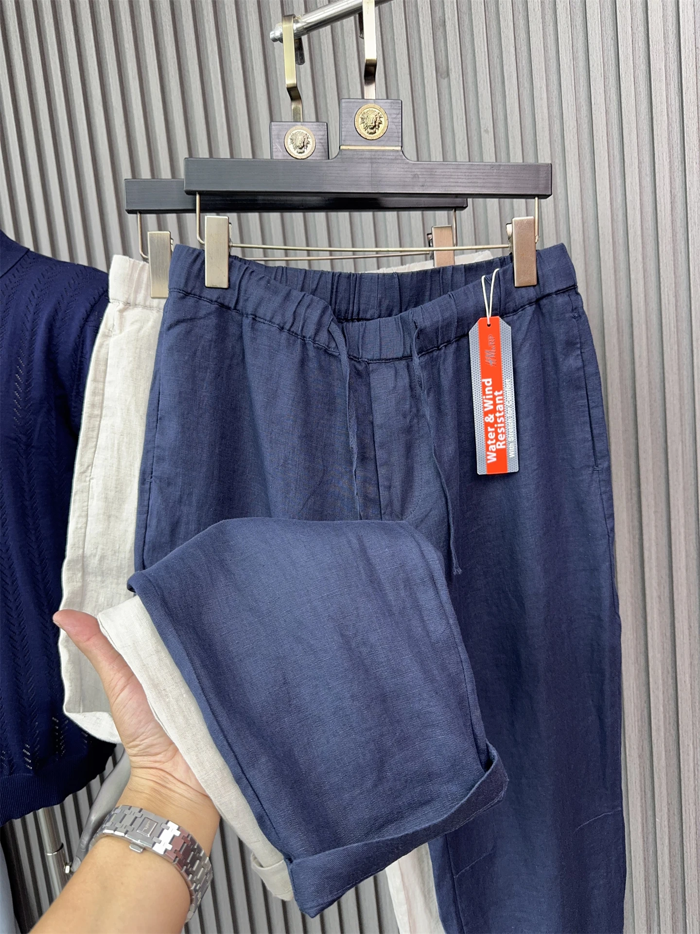 

Svip Luxury Comfortable 00% Linen Summer Pure Color Cool Feeling Breathable Straight Casual Men's Pants Nine-Tenths Length