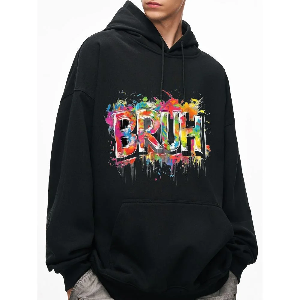 سويت شيرت رجالي فضفاض بقلنسوة 270 جرام، بلوفر أسود ملابس الشارع، هوديس كاجوال على الطراز الأمريكي، مناسب لفصول الشتاء #1