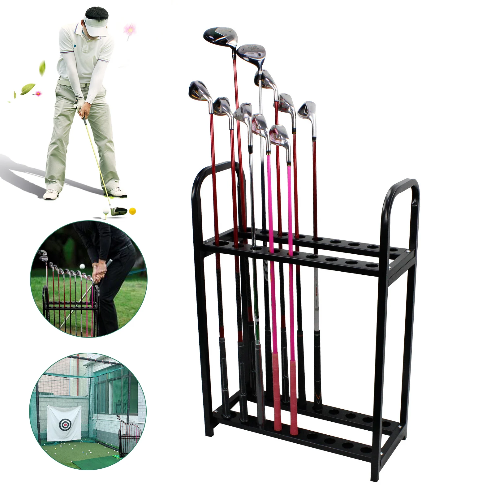 18-hole Cue Display Stand Golf Club Organizers Golf Putter Rack