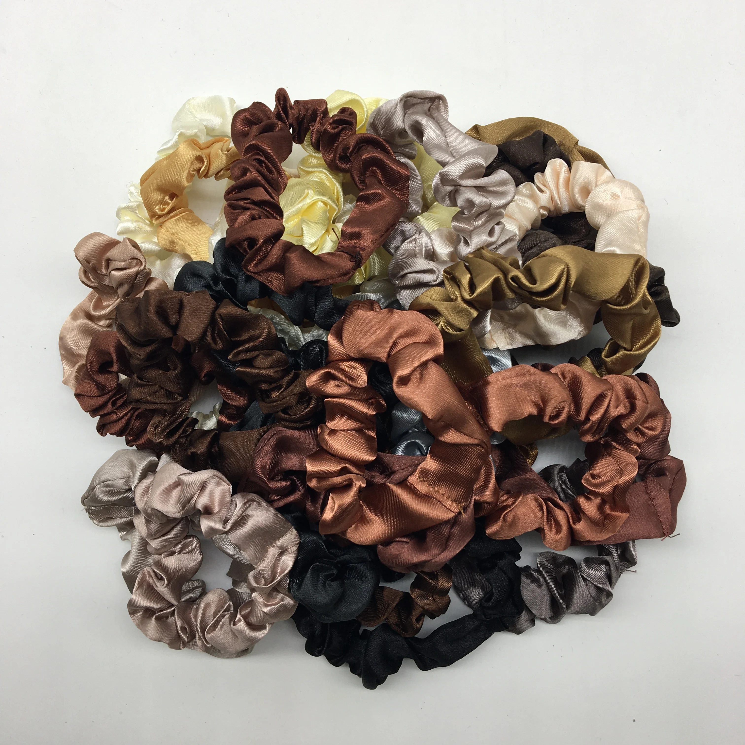 1/30/60/100pcs bulk satin scrunchies 100colors  women small 6.5cm headwear hair ties accessories casual cute black coffee image 5