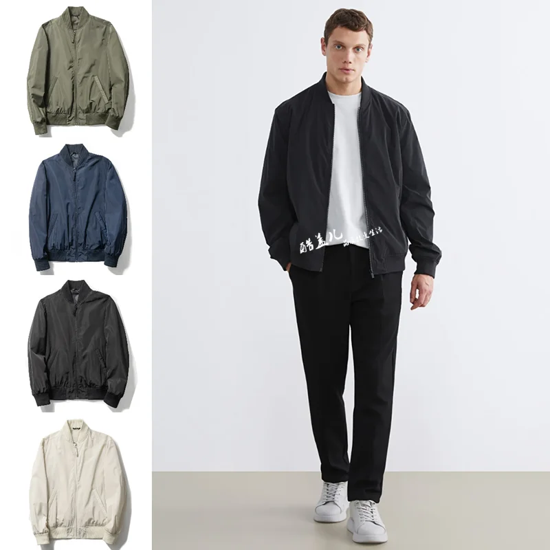 Men's Soft Breathable Pilot Jacket Outerwear Baseball Collar Memory Fabric Technology Autumn Winter Fashionable Long Sleeve Z...
