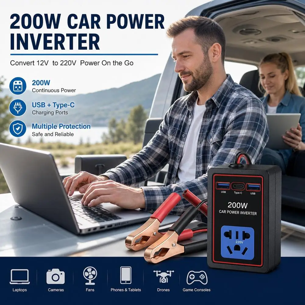 Car Power Inverter 12v24v To 110v/220v Car Truck Household Converter USB Fast Charging Flash Charger