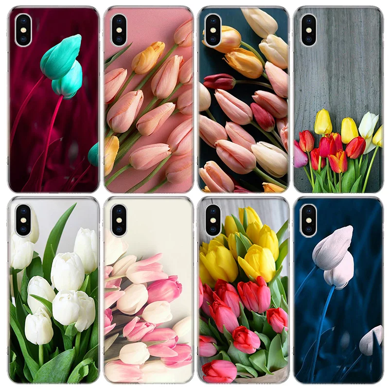 Tulip flower Phone Case For Apple Iphone 15 14 13 16 Pro Max Cover 11 12 Mini Fundas X XS Max XR 8 7 Plus Capa Shell Coque Silic