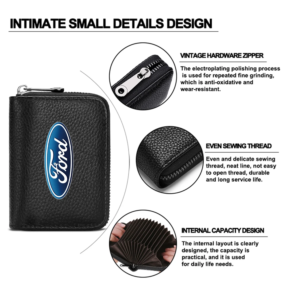 Car Wallet Driver license Credit Card Storage Bag For Ford Focus Mondeo MK1 MK2 MK4 MK3 Fiesta ST Line Kugo Transit Escape