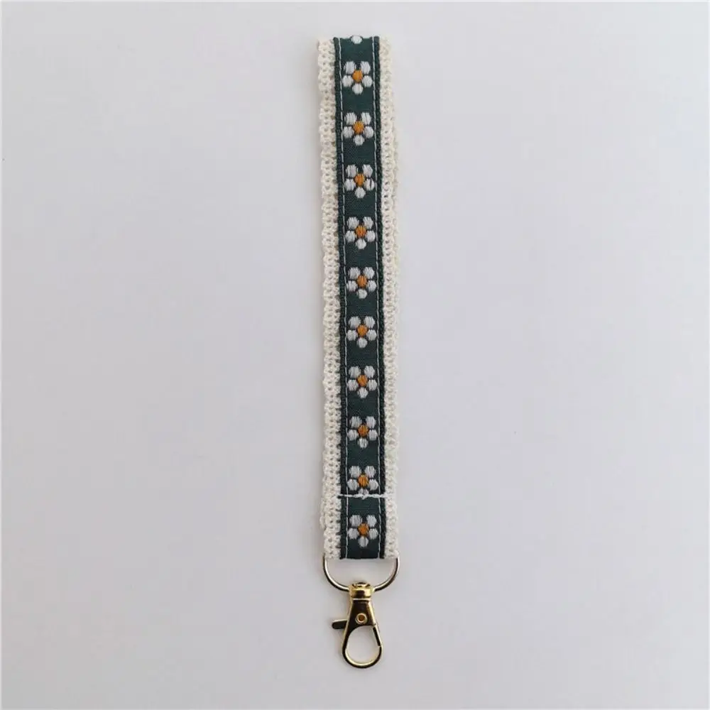 Sweet Anti-Lost Lace Wrist Strap Cloth Colourful Flower Keychain Ethnic Style Exquisite Trinket Bag Braided Rope Bag Accessories
