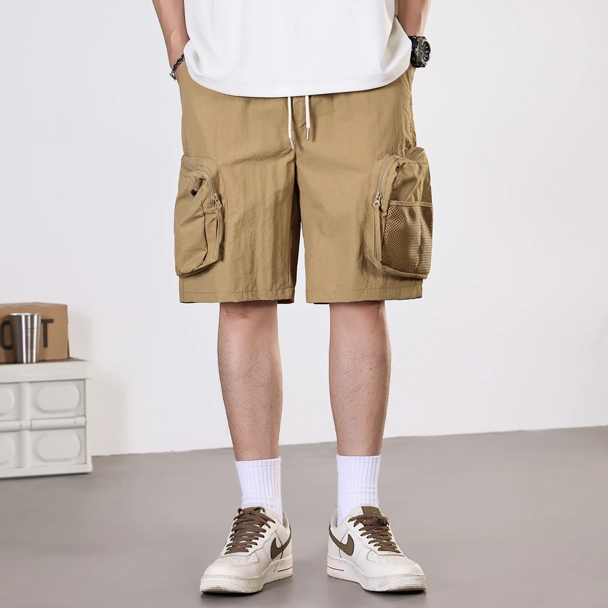 

Американские городские шорты для работы на открытом воздухе, мужские летние повседневные брюки, тонкие шорты с несколькими карманами для мужчин, уличные брюки