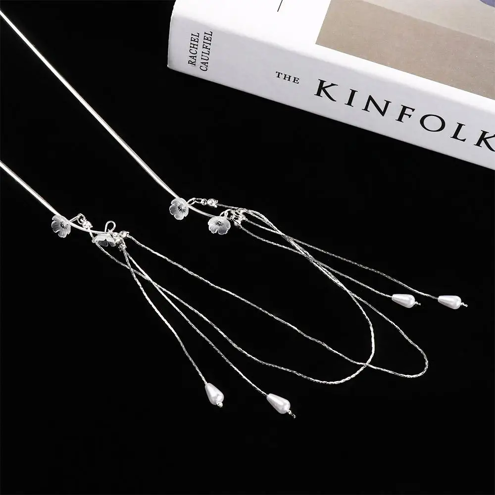 Hair Insert For Men For Women Ponytail Holder Pearls Chinese Style Hairpins Hair Fork Double Tassel Hair Stick Hair Accessories