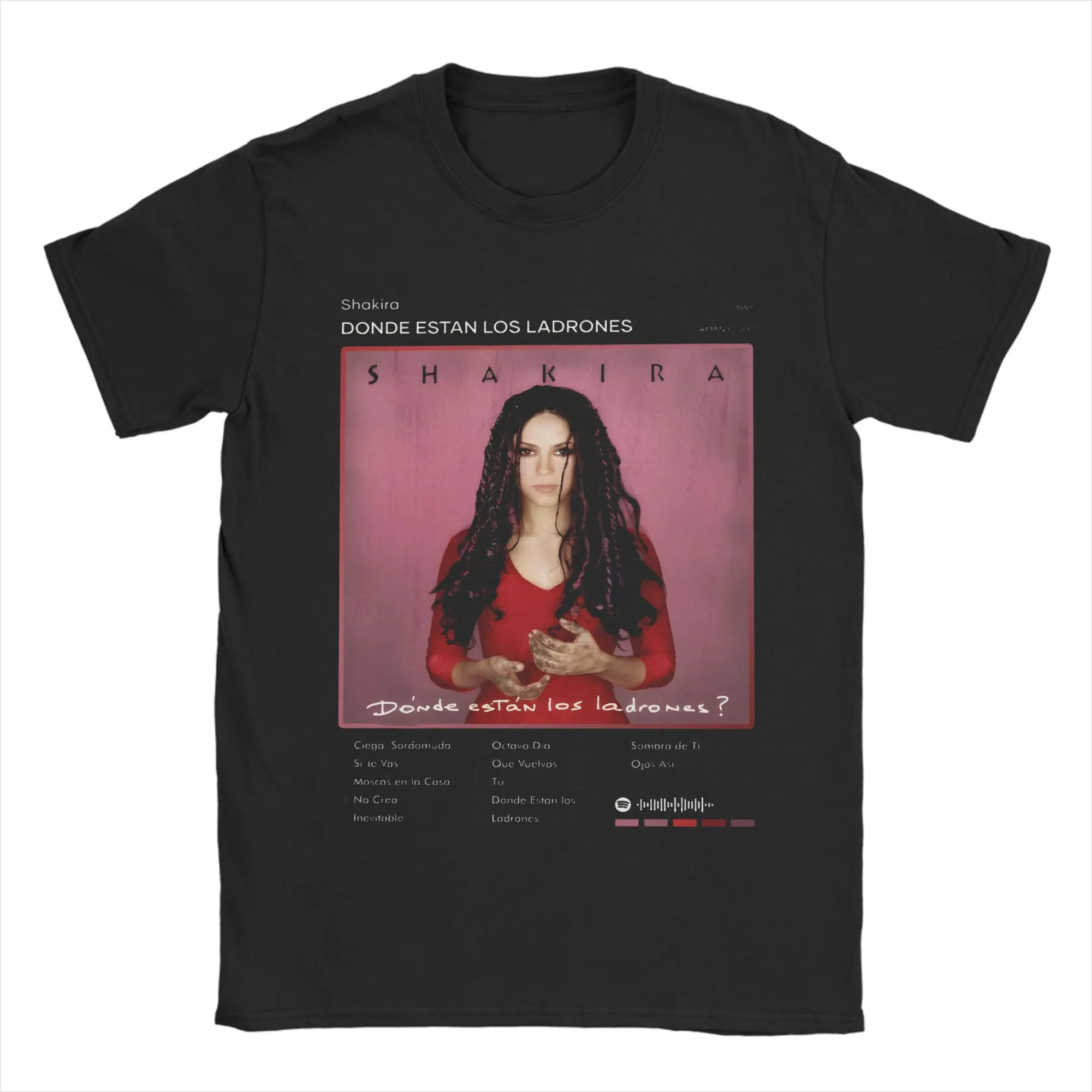 Camiseta con el listado de canciones del álbum Donde Estan Los Ladrones de Shakira, camisetas de manga corta, camiseta divertida de algodón para la playa, tallas 4XL, 5XL, 6XL