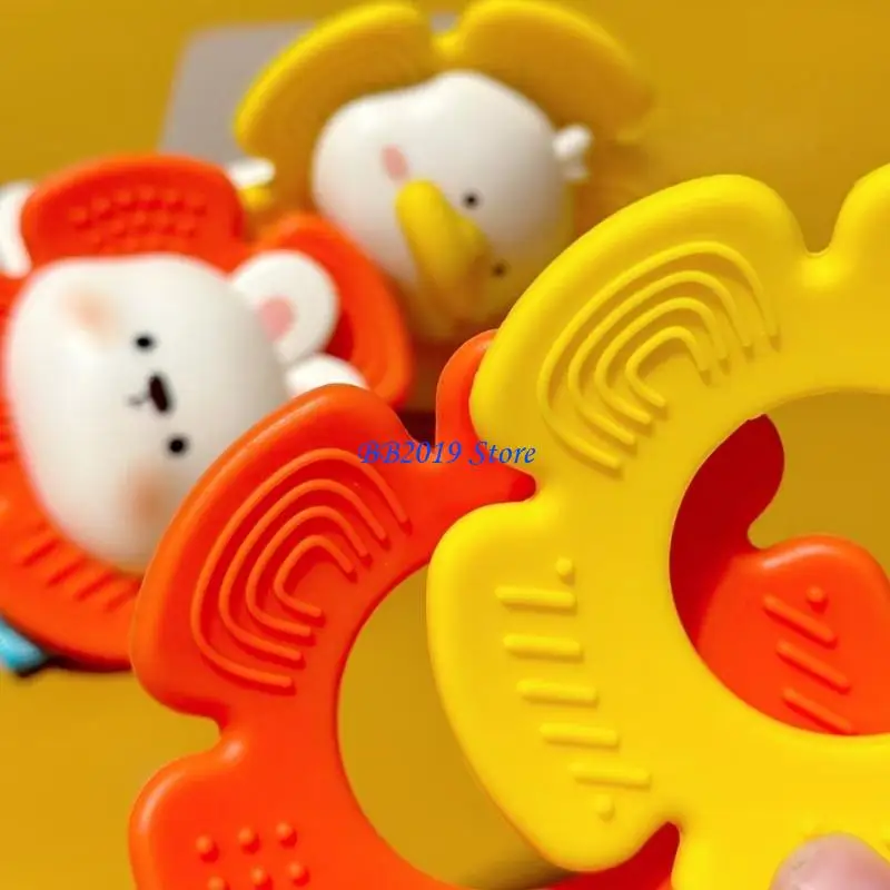 Q0KB 漫画ガラガラおしゃぶり感覚発達玩具幼児のための歯が生える救済とミュージカルシェーカーを組み合わせた赤ちゃんのため