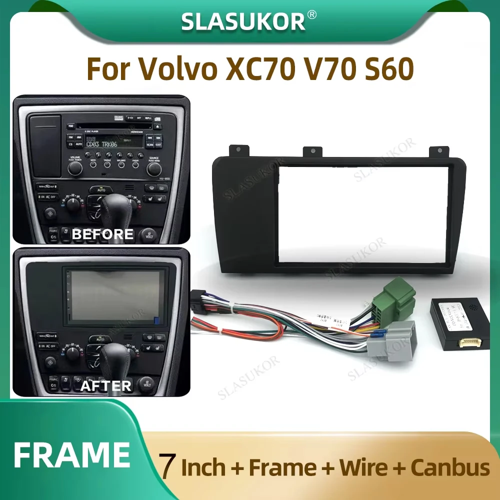 

7 Inch Car Radio Fascia For Volvo XC70 V70 S60 2004-2009 Car Radio Panel Player Audio Frame Dashboard Mount Kit With Wire