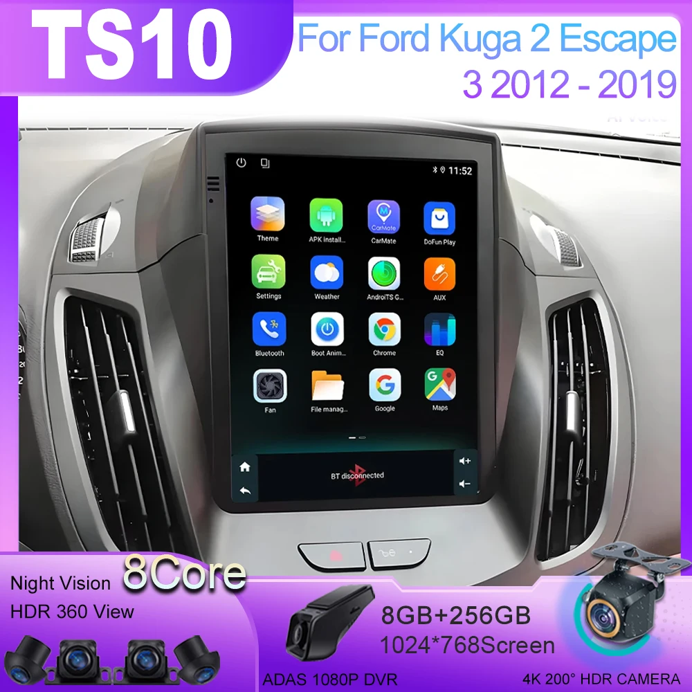 Android 13 For Ford Kuga 2 Escape 3 2012 - 2019 Style Car Navigation Car GPS Auto Radio Stereo Car  Multimedia Player No 5G