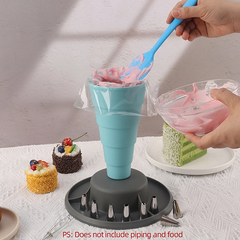 Retractable Piping Bags Rack Pastry Bags Holder For Easy Filling Icing Piping Bags Stand Nozzle Decorating Tips Stand