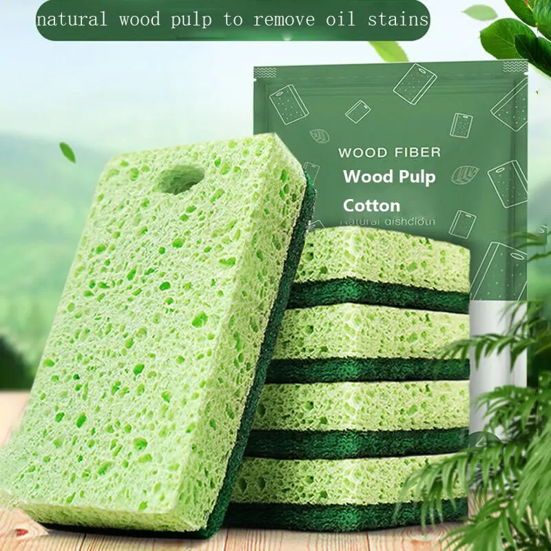 Kitchen Tools Wood Pulp Cotton Dishwash Clean Sponge Block Thicken Magic Brush Pot Kitchen Strong Decontamination Dirty Cloth