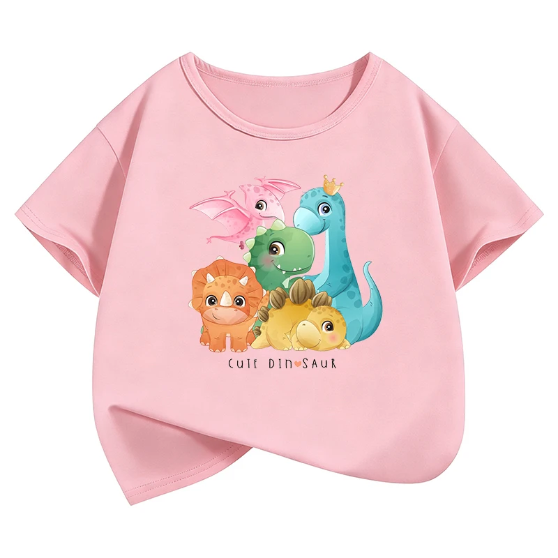 Funny Dinosaur Printed T-Shirt T Shirt Girls' Boys Kids Summer Graphic Short Sleeve Tops T-Shirts Cute Girls Clothing