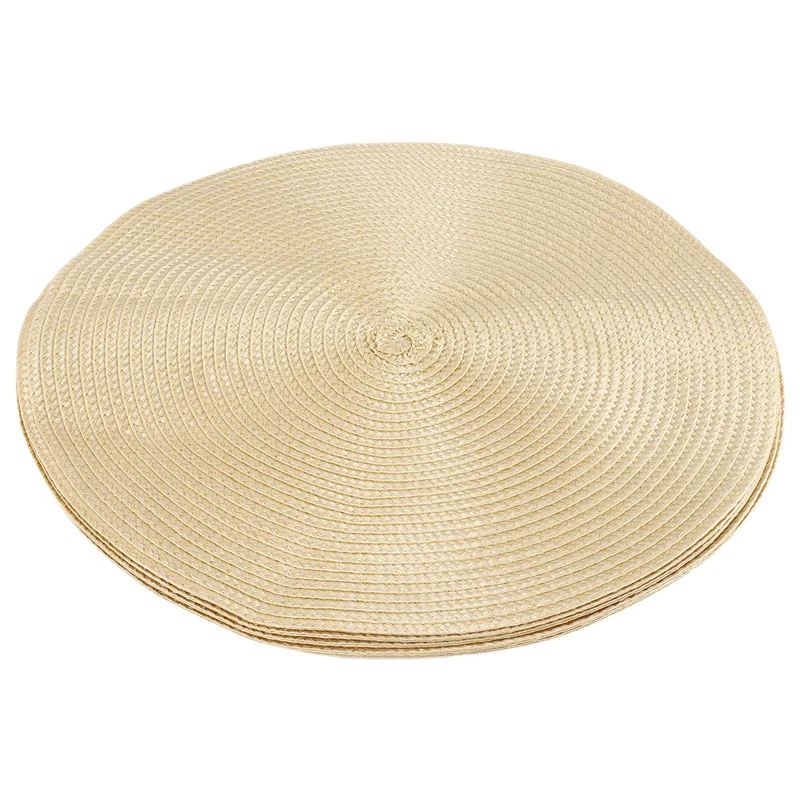 

BAAG-Round Braided Placemats Set Of 6 Table Mats For Dining Tables Woven Washable Non-Slip Place Mats 15 Inch