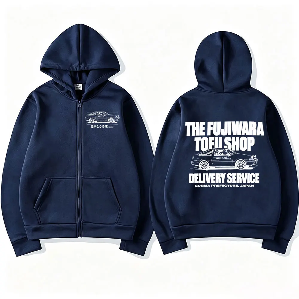 Anime Initial D Drift AE86 Takumi Fujiwara Tofu Shop JDM Auto Reißverschluss-Hoodies Herren Damen Kleidung Zip-Up Sweatshirts Jacken Mantel – Detail 5