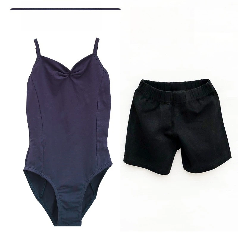 Summer Theeper Ballet Leotard Adjustable Strap 2Pcs Set Shorts Dancewear V-Neck Training Gymnastics Breathable Practice Costume
