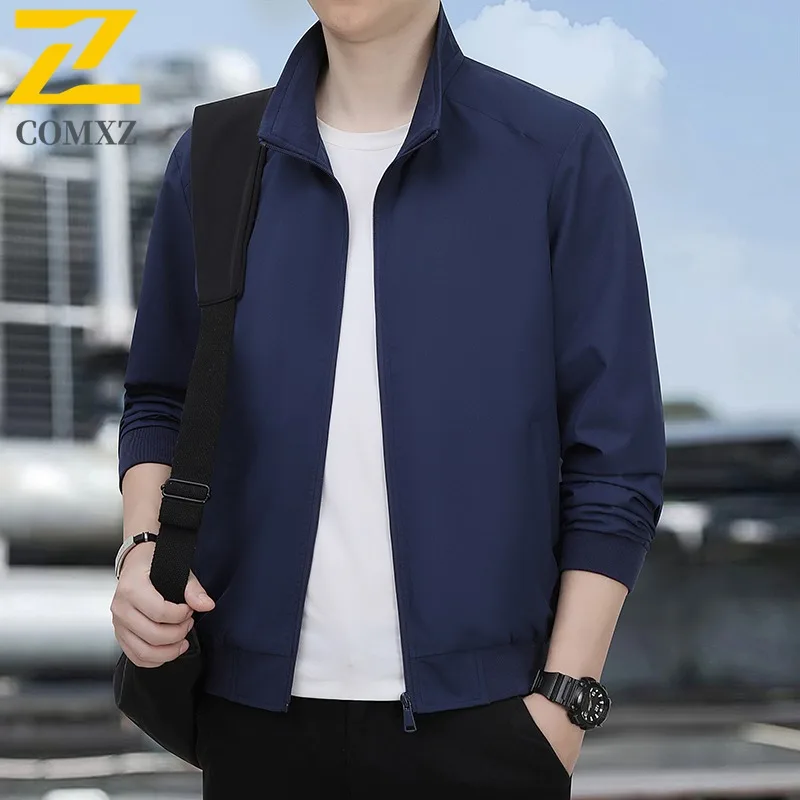 COMXZ hommes veste 2025 mode col montant trajet bureau coupe-vent manteau confortable Style quotidien léger automne nouvelles vestes