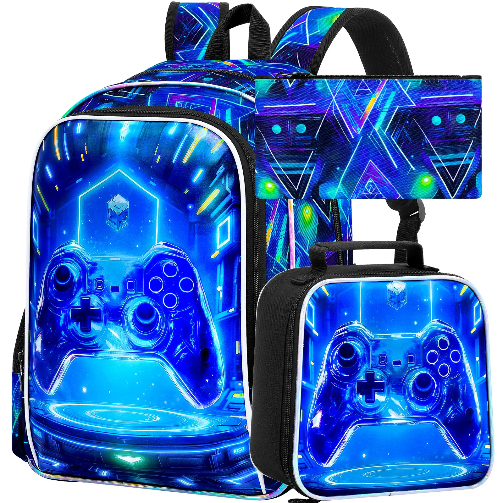 

3PCS Boys Backpack,16”Kids Dinosaur Bookbag with Lunch Box, School Bag for Elementary Toddler