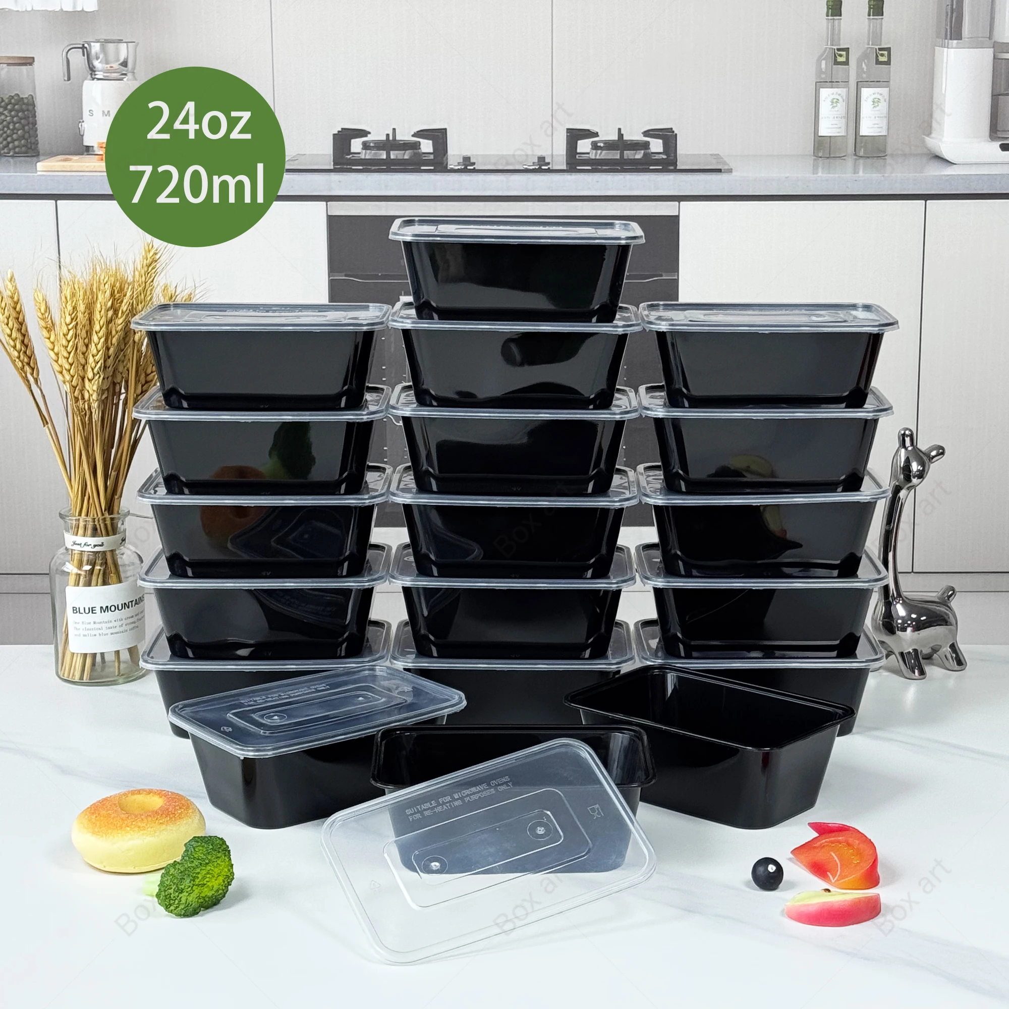 15/50Pcs, 720ml Rectangular Meal Prep Containers, Microwave-Safe, Refrigerator Food Storage Boxes, Reusable Plastic Lunch Boxes, Suitable for Side Dishes, Catering, School, Outdoor Camping, Holiday Activities
